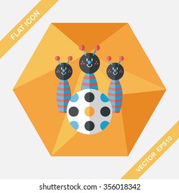 Bowling toy flat icon with long shadow,eps10