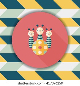 Bowling toy flat icon with long shadow,eps10