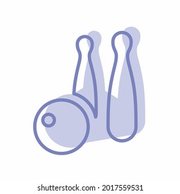 Bowling - Twins Style - outline style design.Vector graphic illustration.icon for website design.Editable stroke