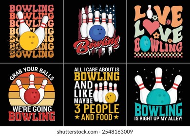 Bowling Typography Bundle Design, Bowl Typography Design, Sports Typography