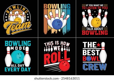 Bowling Typography Bundle Design, Bowl Typography Design, Sports Typography