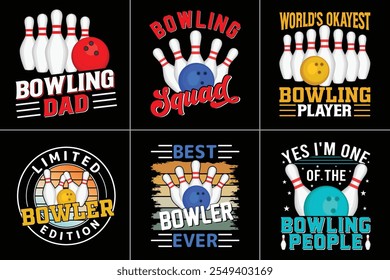 Bowling Typography Design Bundle, Bowl Typography Design, Sports Typography