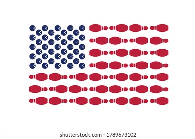 Bowling USA Flag Design - Print ready vector file