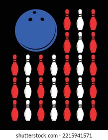 BOWLING USA FLAG T SHIRT DESIGN