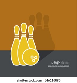Bowling. Vector abstract background. Pin and ball. 