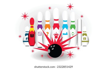 Bowling Vector Art, Icons, and Graphics SVG Design, Bowling Ball Vector Illustration Design, Bowling Vector Art SVG Illustration Design. svg