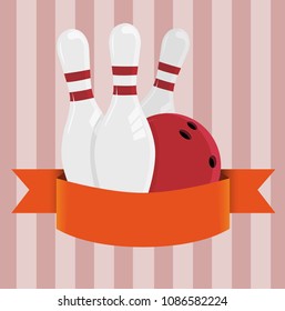 Bowling vector. Bowling ball and bowling pin. Vector background design.