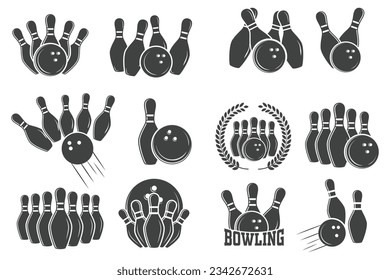 Bote de vectores de boliche, Paquete de ilustración de boliche, ilustración deportiva, Bowling Bundle, vector, boliche de silueta, silueta, silueta deportiva, vector de juego, torneo de juegos, campeones