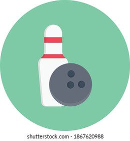 bowling vector flat color icon