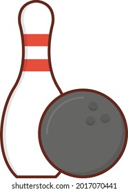 bowling vector flat color icon