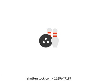 Bowling vector flat icon. Isolated bowling  pins and ball emoji illustration 