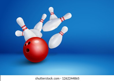 Bowling vector game background. Strike bowling flyer poster design.