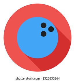 Bowling vector icon, bowling ball icon, sports ball symbol. Modern, flat long shadow vector icon for web site, mobile app, presentation