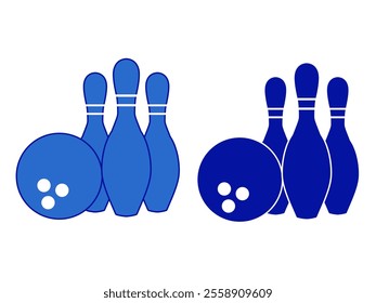 Bowling vector icon colored on white background
Bowling ball and pin on white background blue