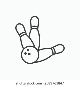 Bowling vector icon isolated in black line