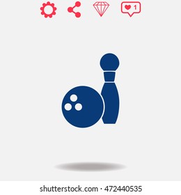 Bowling vector icon on grey background.