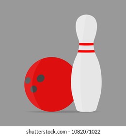 Bowling vector icon. The pin and the ball are the symbol of bowling.