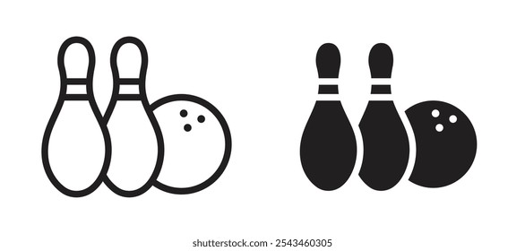 Bowling vector icon set in black.