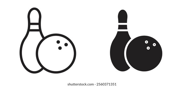 Bowling vector icon set in black color.