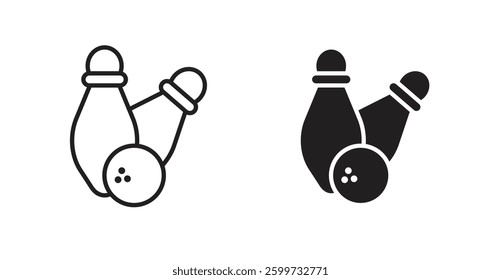 Bowling vector icon set in black color.