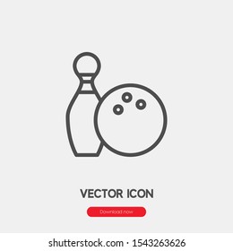 Bowling vector icon. Bowling symbol. Linear style sign for mobile concept and web design. Bowling symbol illustration. Pixel vector graphics - Vector.
