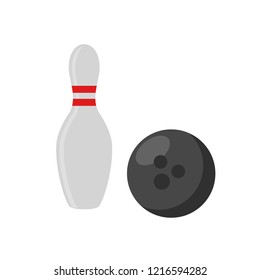 Bowling vector illustration. Bowling pin, bowling ball.