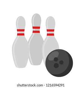 Bowling vector illustration. Bowling pin, bowling ball.