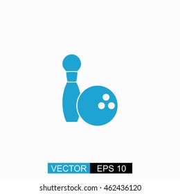 Bowling vector. Isolated blue icon on white background.