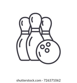 bowling vector line icon, sign, illustration on background, editable strokes