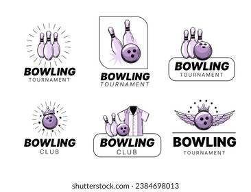 Bowling vector llustration. set of  logotype design
