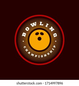 Bowling vector logo. Modern professional Typography sport retro style vector emblem and template logotype design. Bowling blue logo.