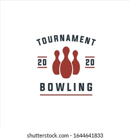 Bowling vector logotype, emblem and badge. Club gaming play, skittle and strike illustration. Template for bowling club, tournament, champion, challenge, Bowling vintage logo. 