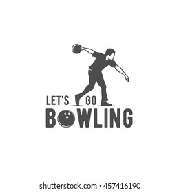 Bowling vector logotype, emblem and badge. Club gaming play, skittle and strike illustration. Template for bowling club, tournament, champion, challenge.