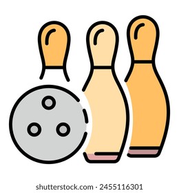 Bowling victory icon. Outline bowling victory vector icon color flat isolated on white