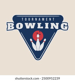 bowling vintage logo with emblem minimalist game tournament vector illustration template graphic design