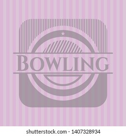 Bowling vintage pink emblem. Vector Illustration. Detailed.