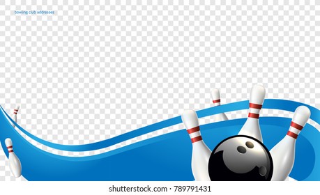 Bowling wave blue. Tv size banner. Vector clip art illustration.