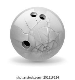 Bowling. White broken ball on the light background.
