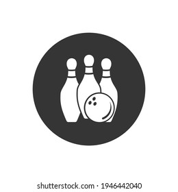 Bowling white icon in flat style. Vector