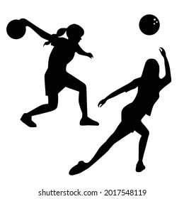 Bowling Woman Silhouette Vector Logo Stock Vector (Royalty Free ...