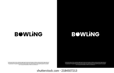 bowling word with ball in letter O and pin bowling as letter I, logo design creative