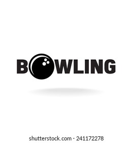 Bowling word logo with ball in O letter place.