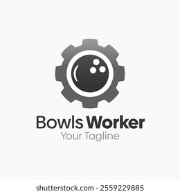 Bowling Worker Logo Design Template. Good for Business, Agency, Community and Organization.