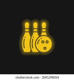 Bowling yellow glowing neon icon