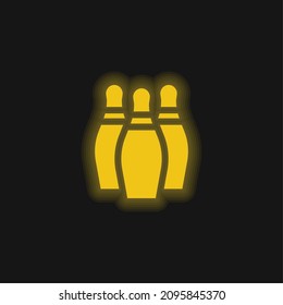 Bowling yellow glowing neon icon