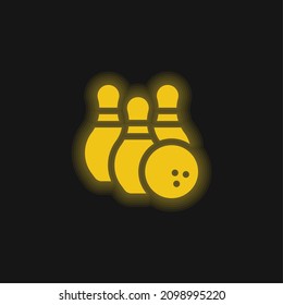 Bowling yellow glowing neon icon