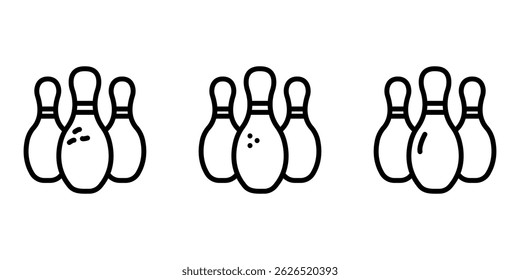 bowling-pin outline or line icon design bundle.