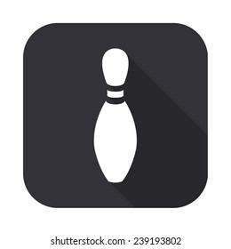 bowlong pin icon - vector illustration with long shadow isolated on gray