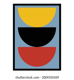 Bowls Abstract Geometric Wall Art. Mid Century Illustration in Minimal Style for house Decoration Background. Shape Art Set of soft color painting in boho style. poster template layouts.