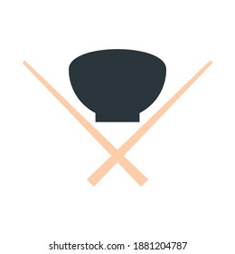 bowls and chopsticks vector flat icon